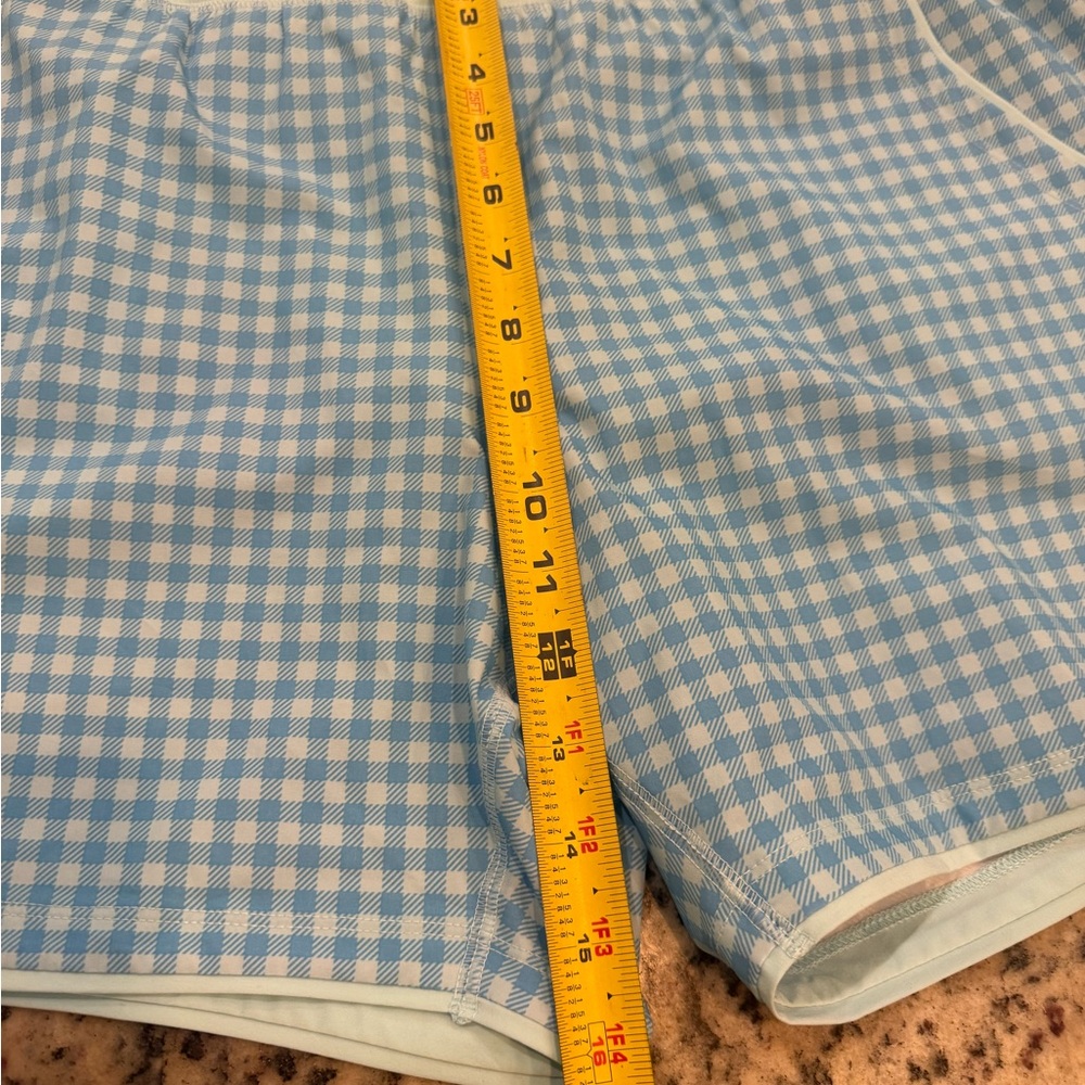 Lands' End Light Blue Gingham Athletic Swim Shorts - Picture 7 of 9
